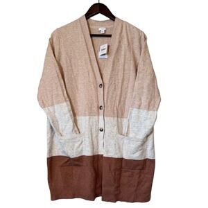 J. Jill Women's Medium NWT Colorblock Duster‎ Cardigan Long Open Front Boho